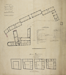 216881 Plattegrond van de begane grond van het voormalige Agnietenklooster, ingericht als kazerne Kinderhuis ...